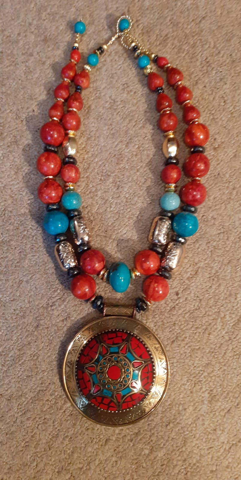 Red Coral and Turquoise Vermeil